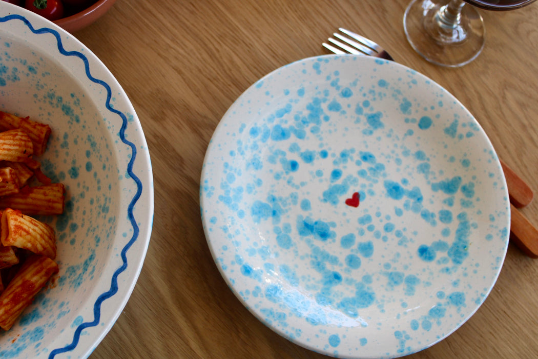 Hand-painted Speckled Blue Appertivo Plates/Set of Two