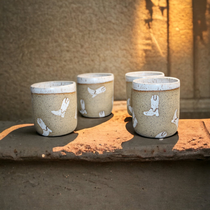 Handmade Stoneware Cowgirl Margarita Tumblers/Set of Two