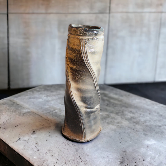 1980's Vintage Salt Glazed Cylinder Vase