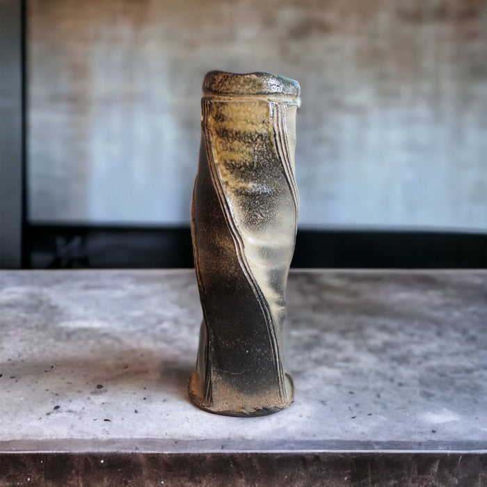 1980's Vintage Salt Glazed Cylinder Vase