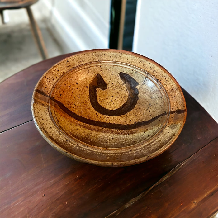 Vintage Stoneware Horseshoe Bowl