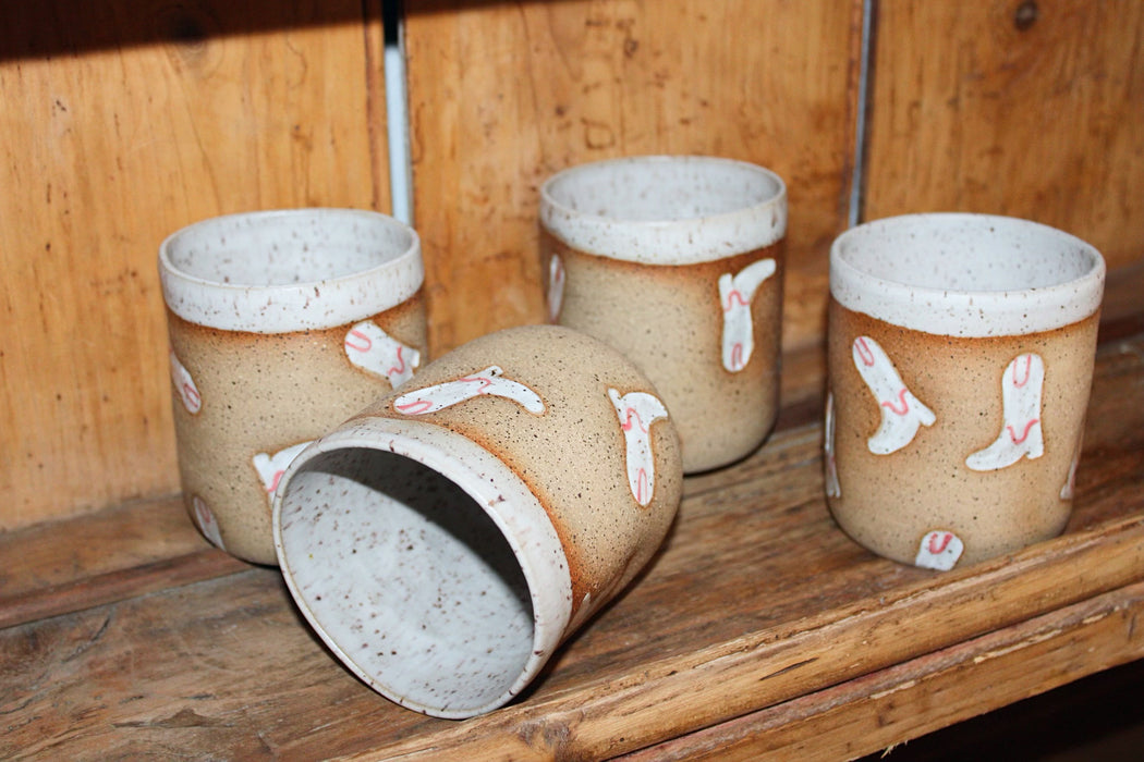 Handmade Stoneware Cowgirl Margarita Tumblers/Set of Two