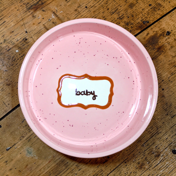 Hand-painted Baby Pink Custom Ceramic Dog Bowl