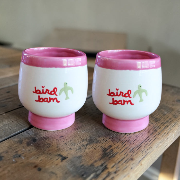 The Mahjong Collection~ Hand-painted “bird bam” cups/ Set of Two