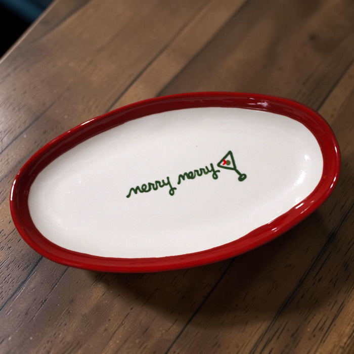Hand-painted “merry merry” aperitif Dish