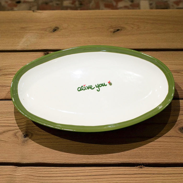 Hand-painted “olive you” aperitif dish