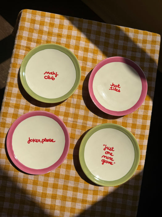 The Mahjong Collection~ Hand-painted Aperitif Plates/Set of Four