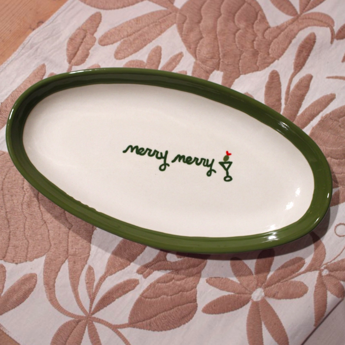 Hand-painted “merry merry” aperitif Dish