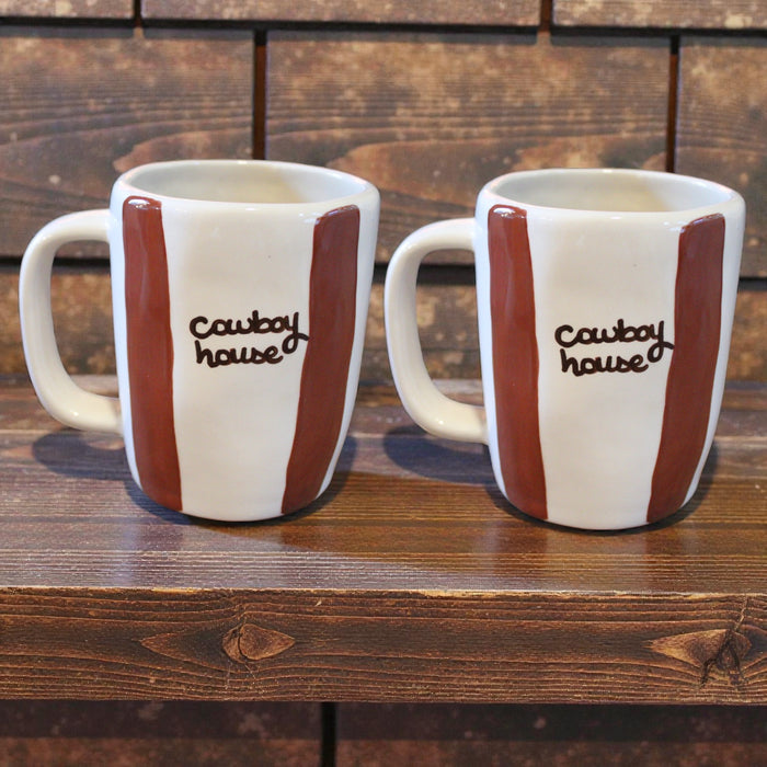 Striped Hand-painted "cowboy house" Coffee Mugs