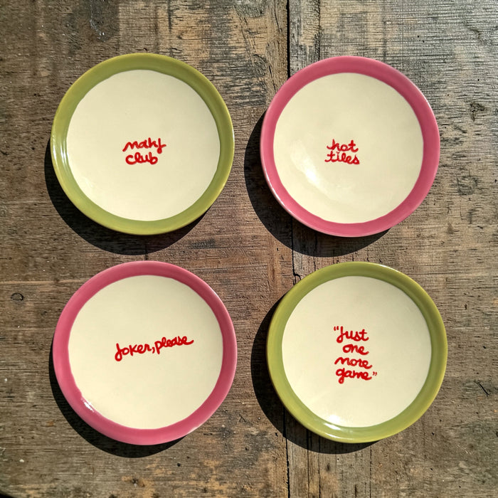 The Mahjong Collection~ Hand-painted Aperitif Plates/Set of Four