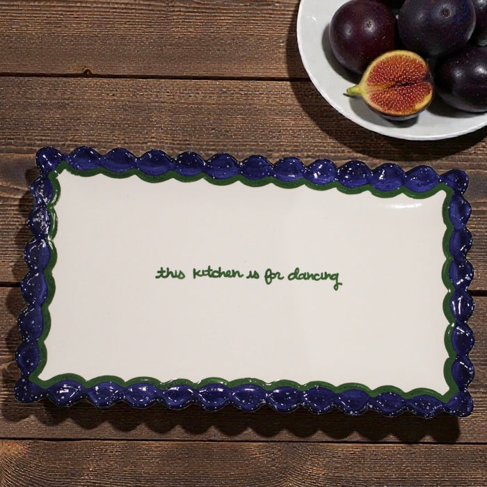 “this kitchen is for dancing” Hand-painted Scalloped Tray