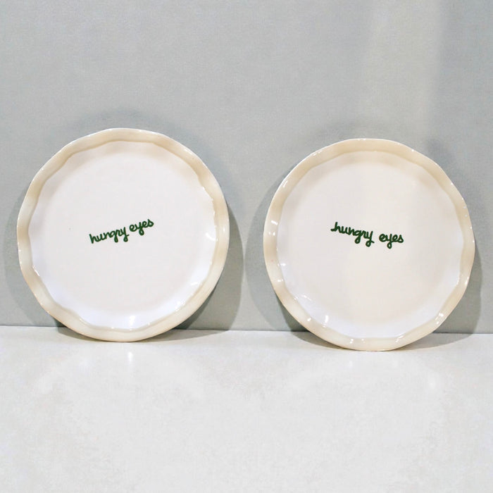 “hungry eyes” Ruffled Dessert Plates