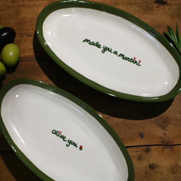 Hand-painted “olive you” aperitif dish