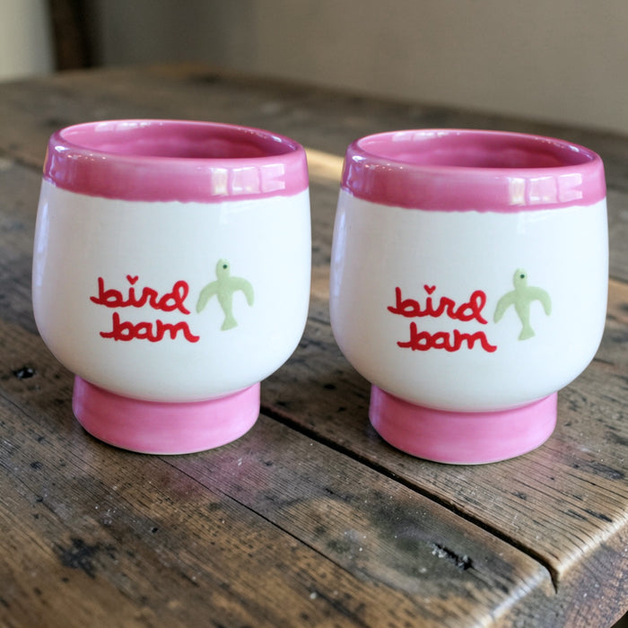 The Mahjong Collection~ Hand-painted “bird bam” cups/ Set of Two