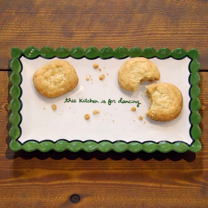 “this kitchen is for dancing” Hand-painted Scalloped Tray