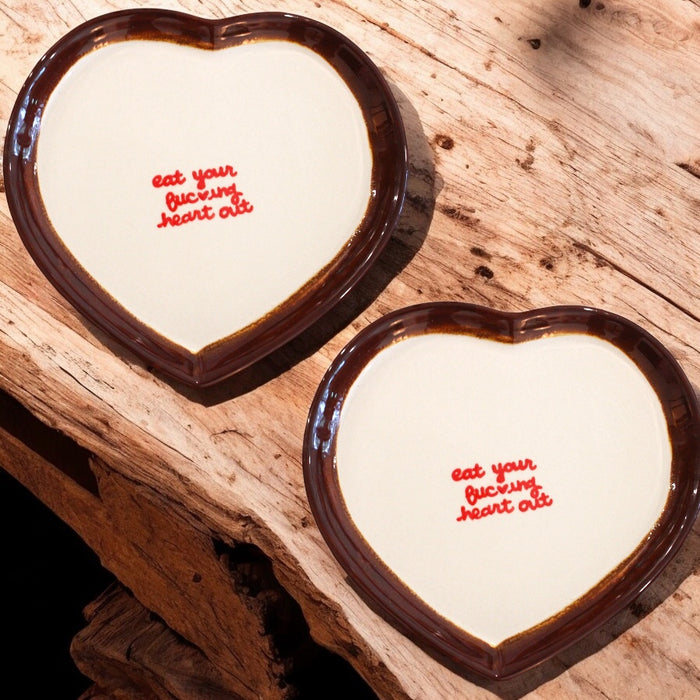 Hand-painted Heart Dinner Plates/Collection of Two
