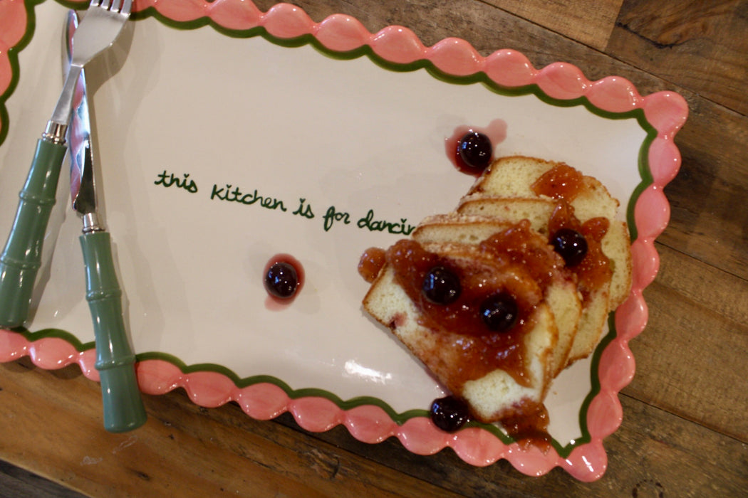 “this kitchen is for dancing” Hand-painted Scalloped Tray