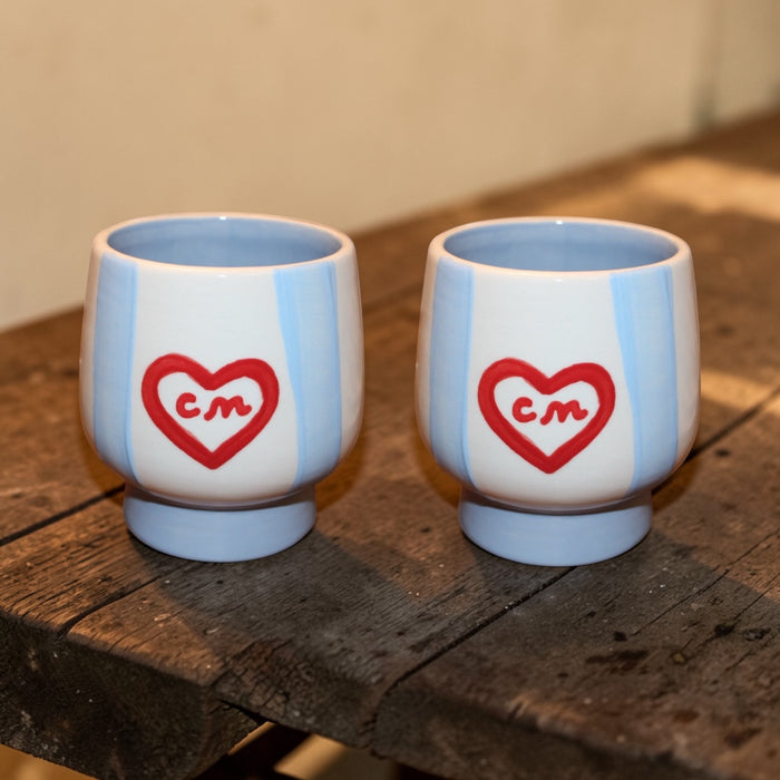Hand-painted Custom Striped Cups/Collection of Two