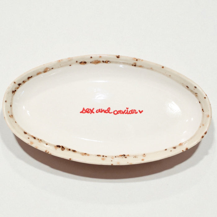 Hand-painted “sex and caviar” Dish