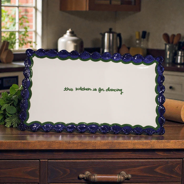 “this kitchen is for dancing” Hand-painted Scalloped Tray