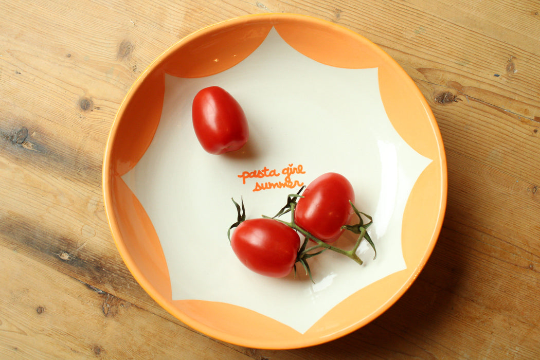 "pasta girl summer" Hand-painted Pasta Bowl