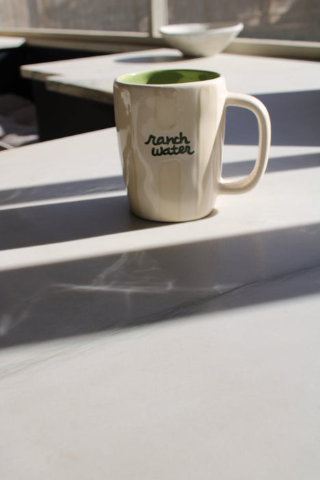 Striped Hand-painted "ranch water" Coffee Mugs