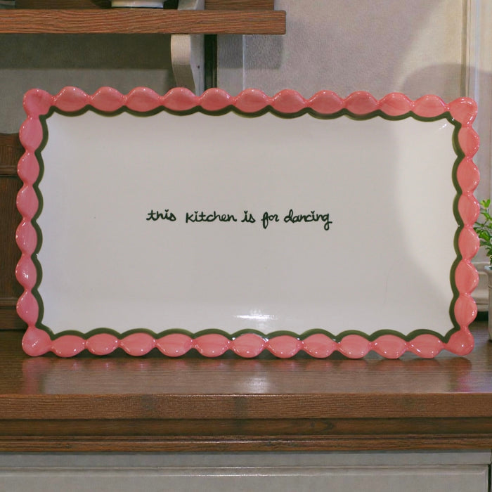 “this kitchen is for dancing” Hand-painted Scalloped Tray