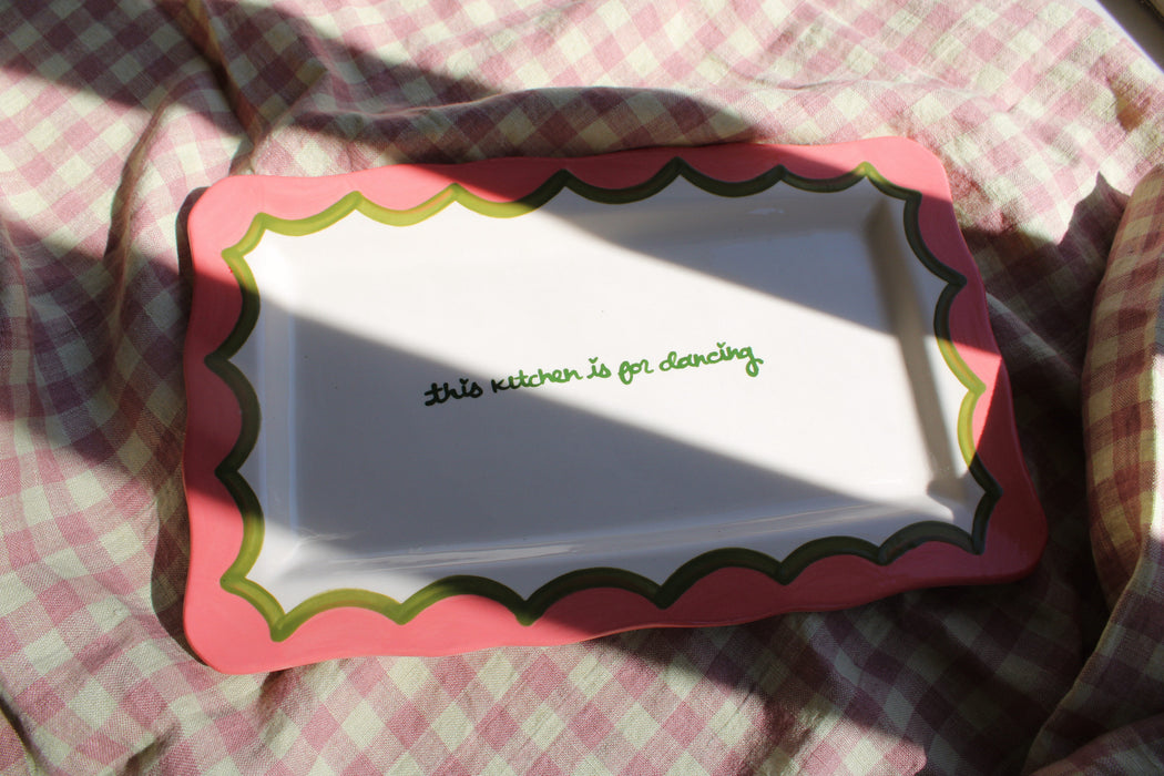 Hand-painted “this kitchen is for dancing” Tray