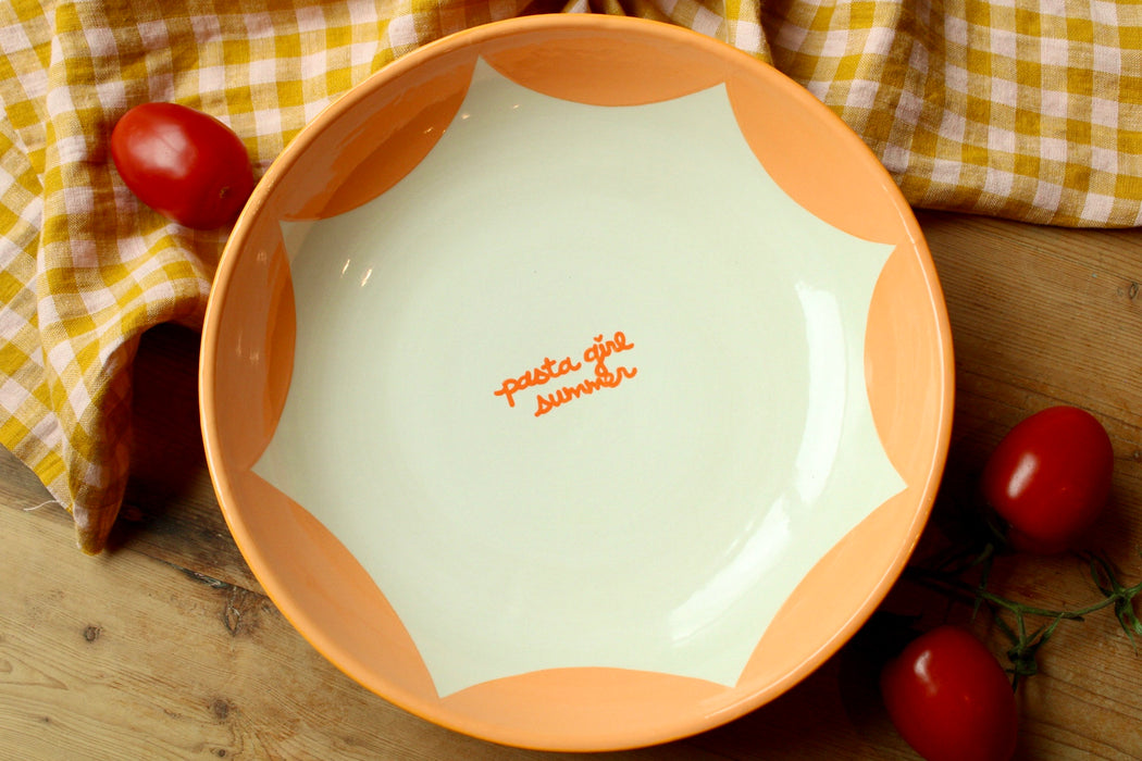 "pasta girl summer" Hand-painted Pasta Bowl