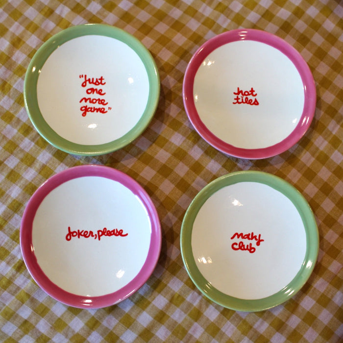The Mahjong Collection~ Hand-painted Aperitif Plates/Set of Four