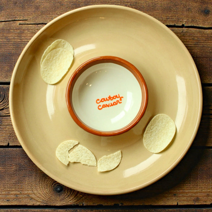 Hand-painted "cowboy caviar" Chip and Dip Platter