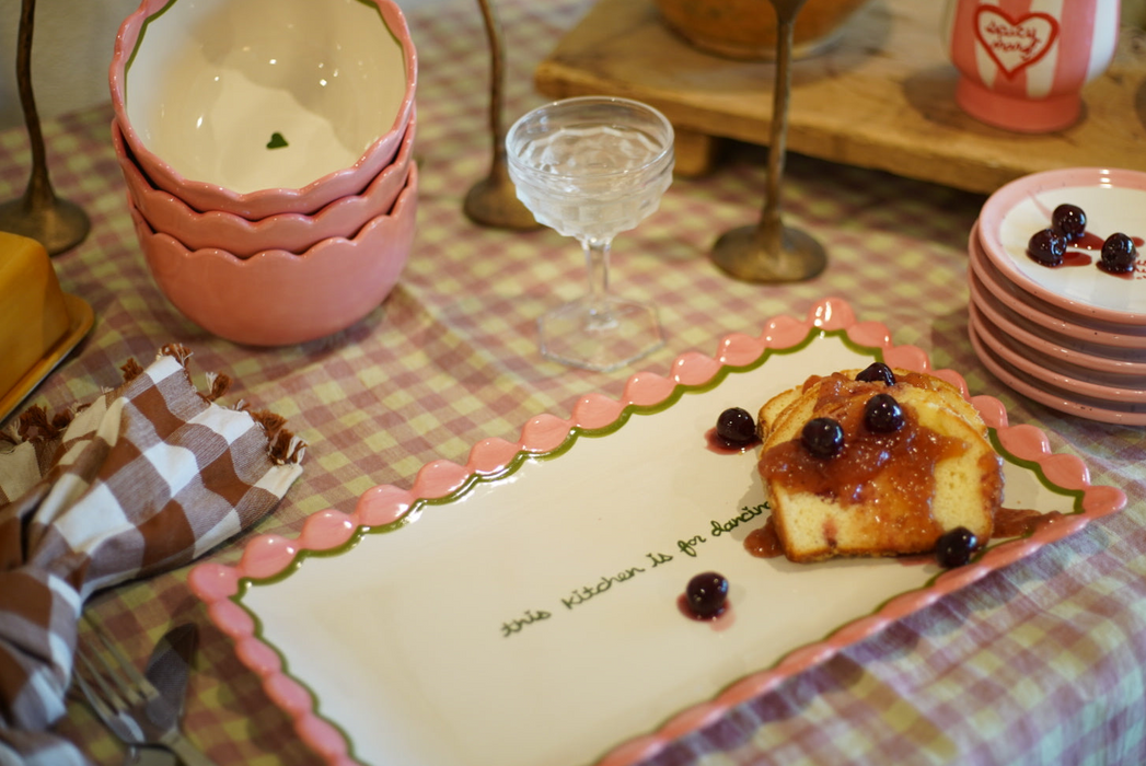 “this kitchen is for dancing” Hand-painted Scalloped Tray